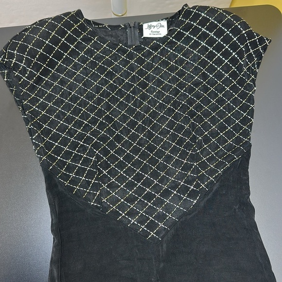 Vtg Jeffrey & Dara Evenings by Tom Barra Black Maxi Dress Large Metallic Detail - Picture 2 of 10